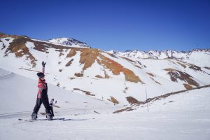 Pessoas esquiando no Vale Nevado